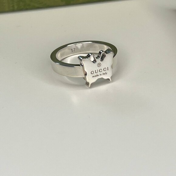 Authentic gucci sterling silver women's ring butterfly ring size 8 with box - Picture 6 of 8